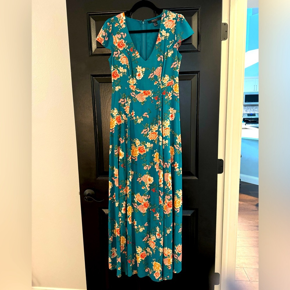 Floral Maxi Dress High Slit with Built-in Shorts